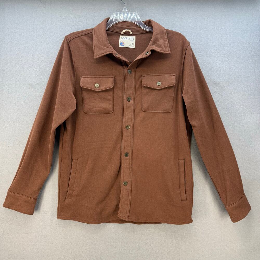 Laguna Shirt Jacket Men's M Brown Snap Front Shacket Fleece Outerwear Preppy - Picture 1 of 11